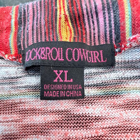 Rock&Roll Cowgirl BOHO multicolor striped waterfall open front vest XL - Picture 8 of 8